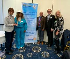 Pictured  left to right, Jo Gower District 1260 Peace Officer, Amanda Joseph Club Secretary of Welwyn Garden City Club, Claudio Duran Assistant District  Governor , Martin Blower President of Luton Somries Rotary Club, Nuala Ely Luton Irish Forum